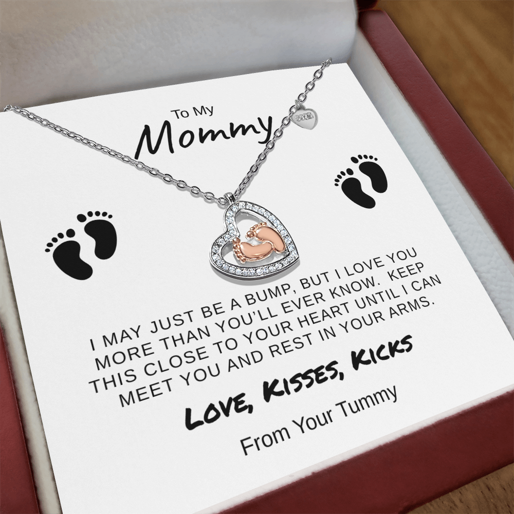 Baby Feet Heart Necklace Gift For New Mom