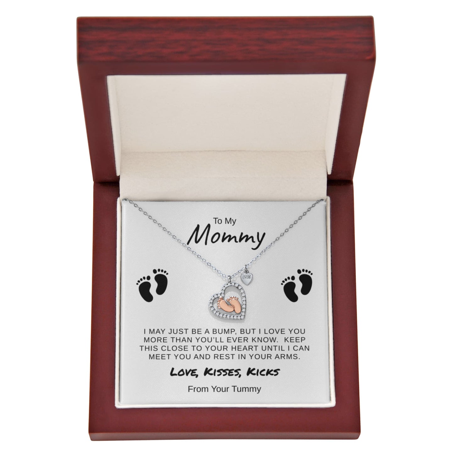 Baby Feet Heart Necklace Gift For New Mom
