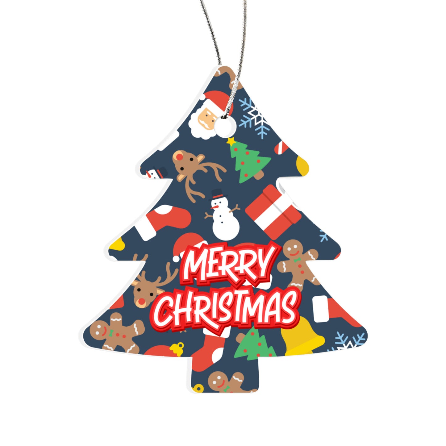 Christmas Tree Ornament With Gingerbread Reindeer And Gifts
