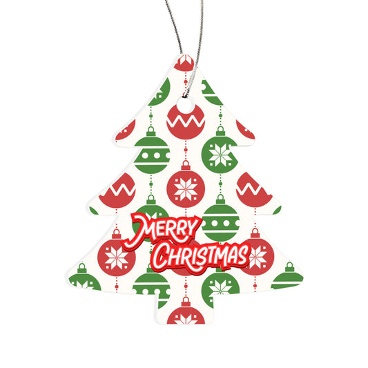 Merry Christmas Tree Ornament With Festive Holiday Baubles
