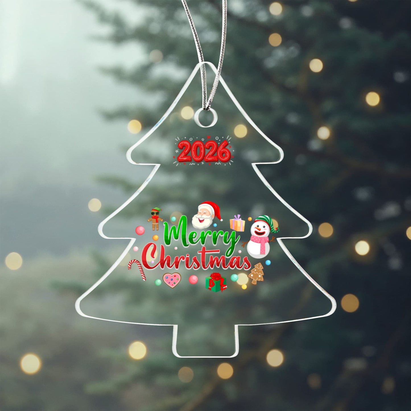2026 Merry Christmas Acrylic Tree Ornament Holiday Décor
