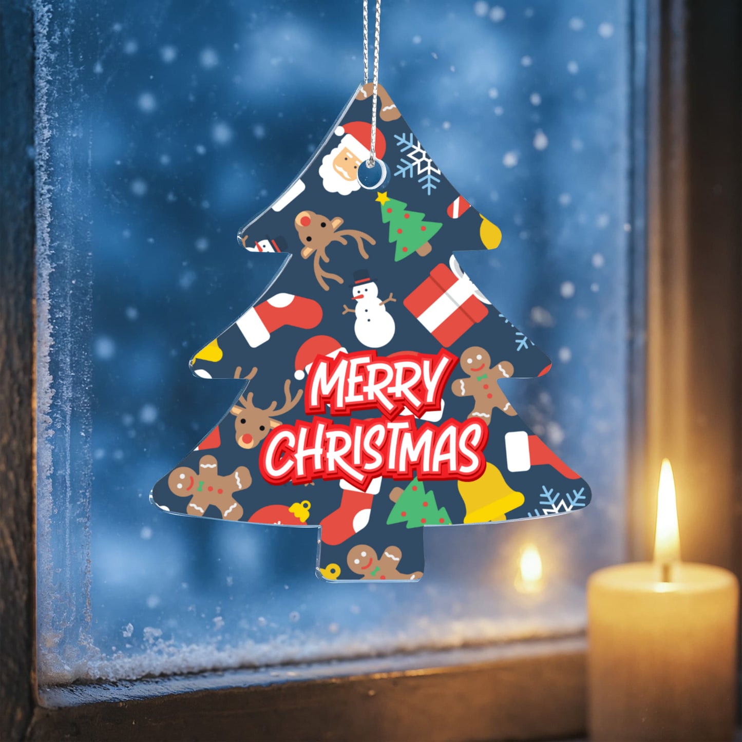 Christmas Tree Ornament With Gingerbread Reindeer And Gifts