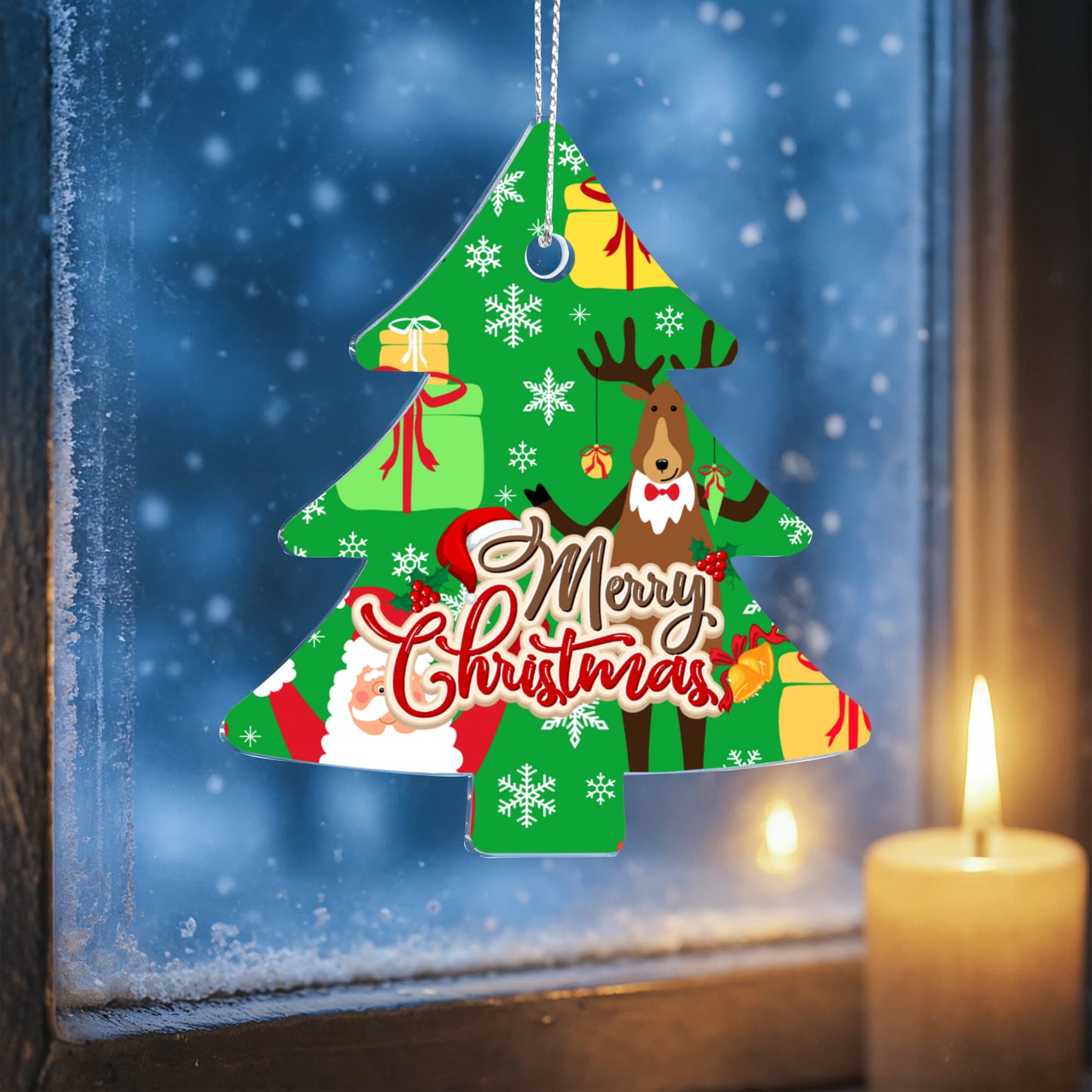 Santa Reindeer Christmas Tree Ornament Holiday Keepsake Gift