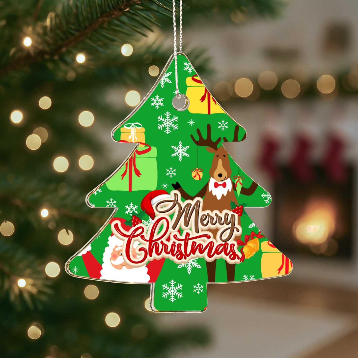Santa Reindeer Christmas Tree Ornament Holiday Keepsake Gift