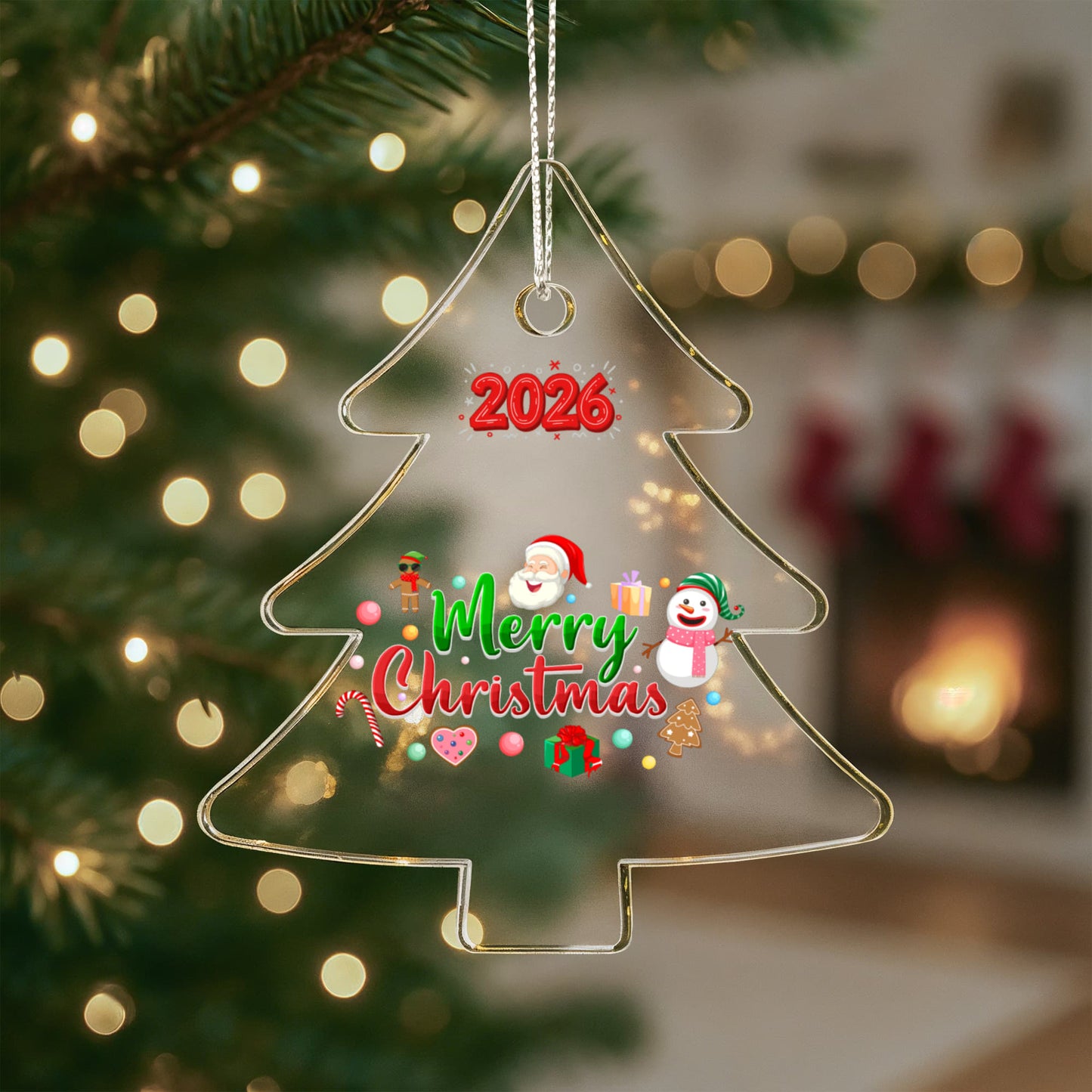 2026 Merry Christmas Acrylic Tree Ornament Holiday Décor