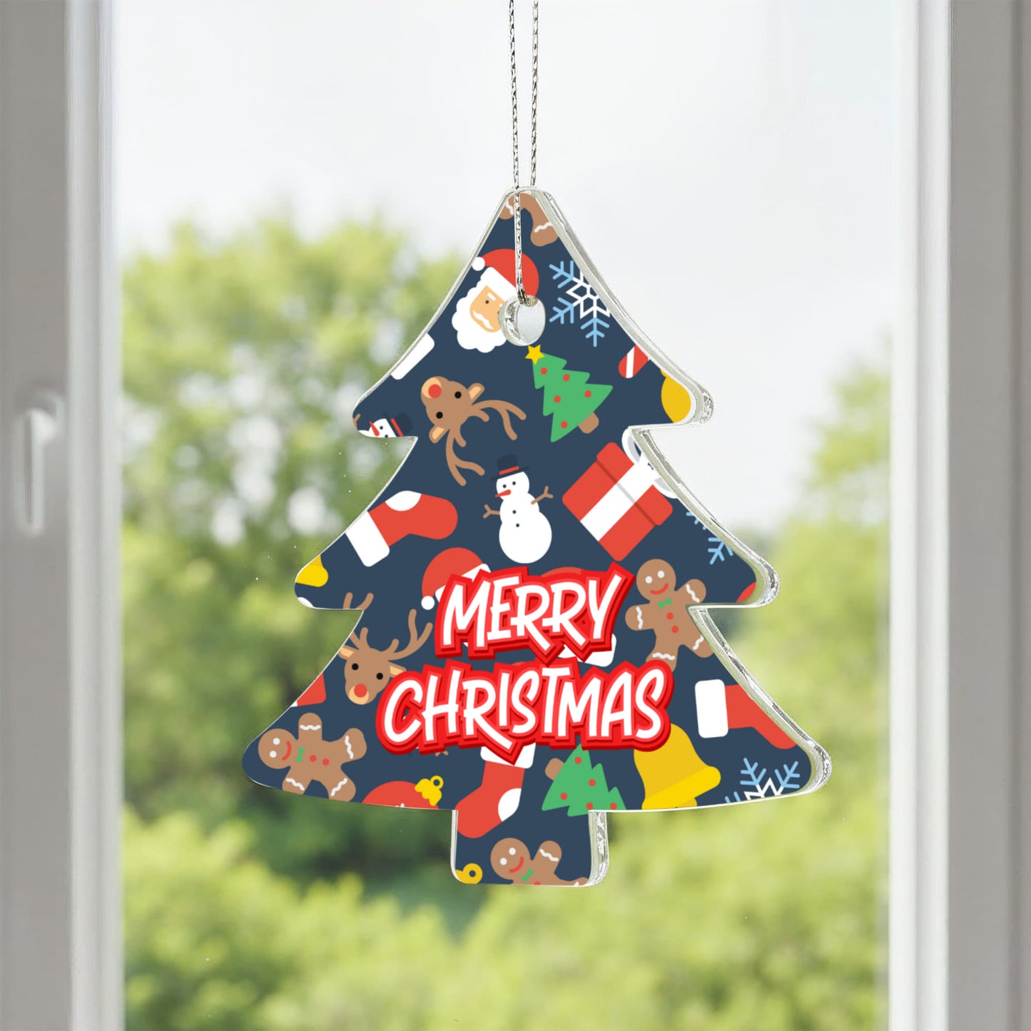 Christmas Tree Ornament With Gingerbread Reindeer And Gifts