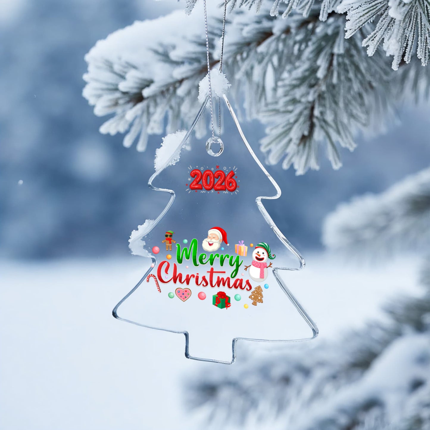 2026 Merry Christmas Acrylic Tree Ornament Holiday Décor