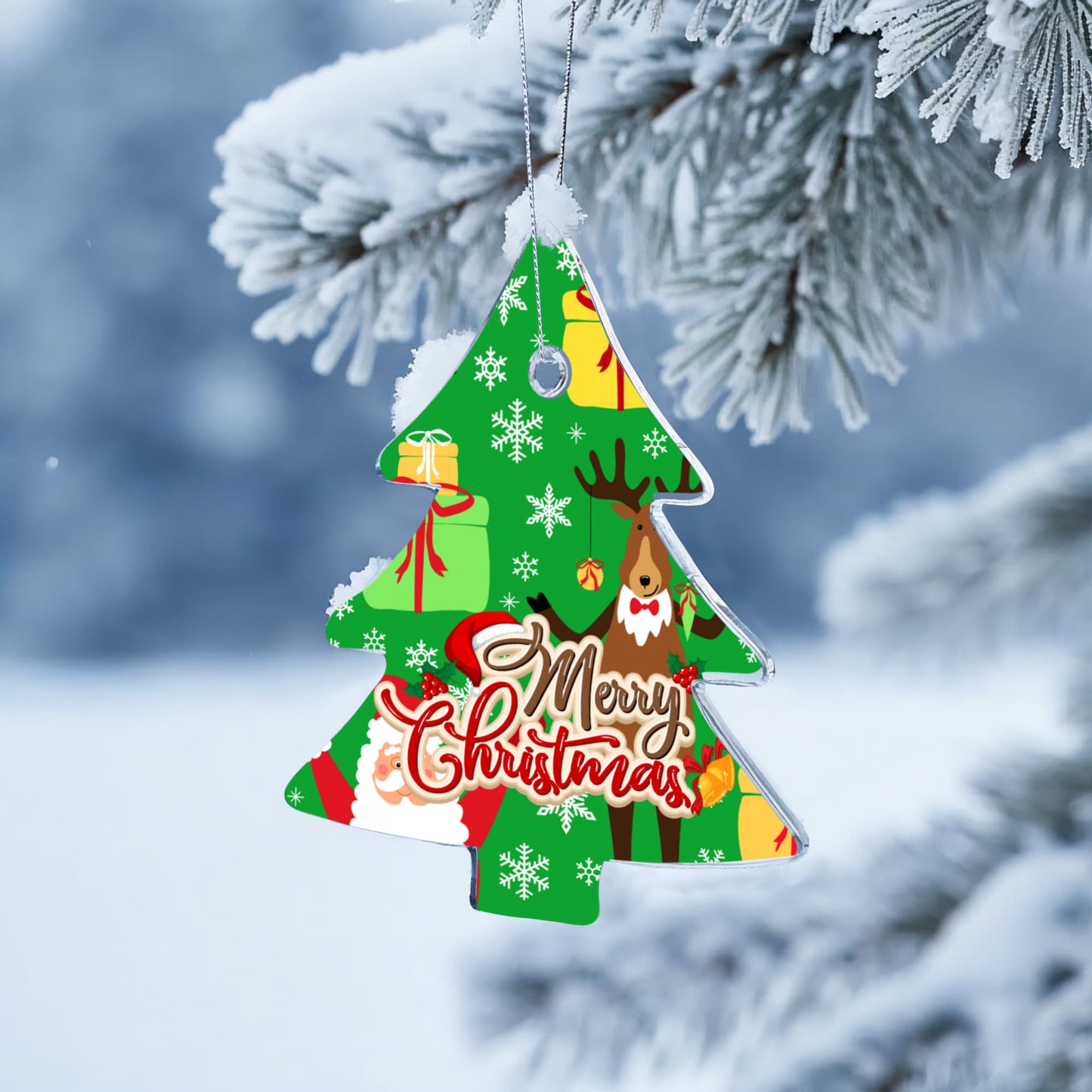 Santa Reindeer Christmas Tree Ornament Holiday Keepsake Gift