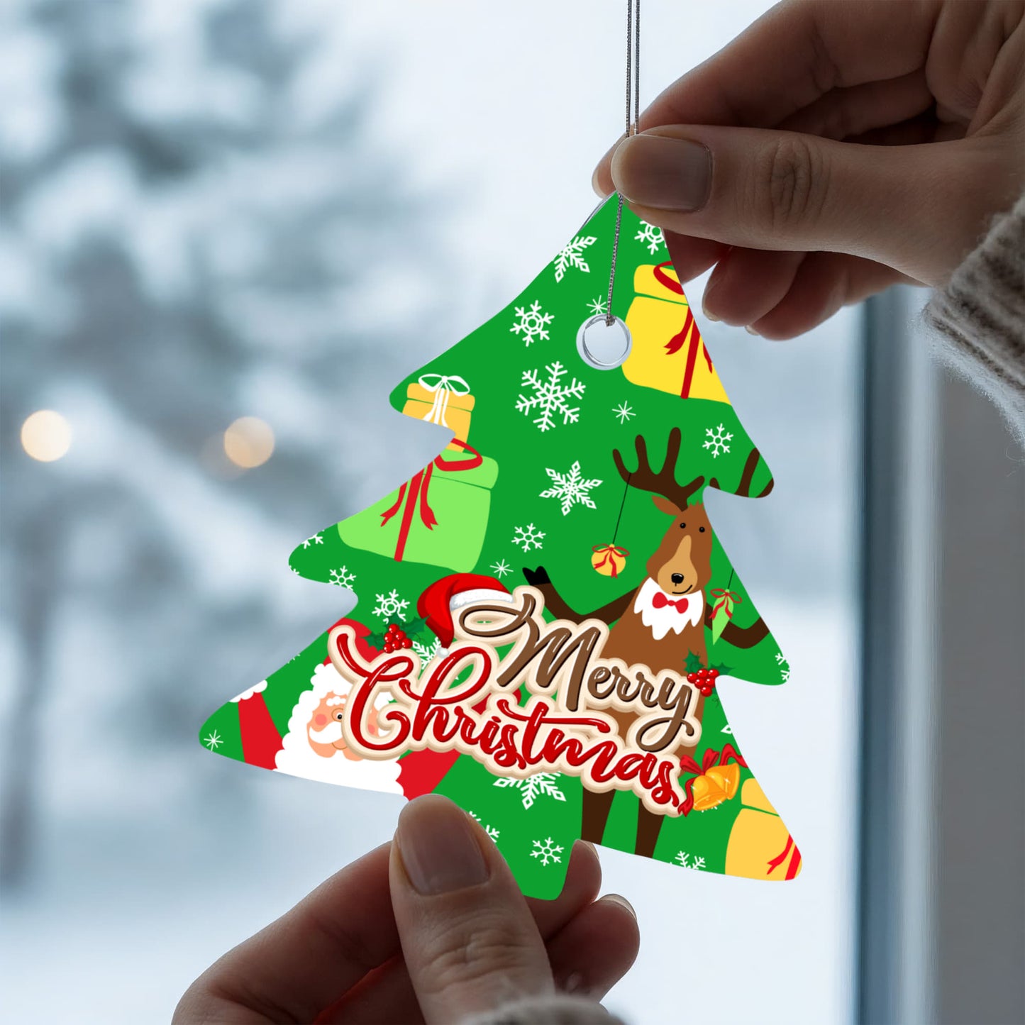 Santa Reindeer Christmas Tree Ornament Holiday Keepsake Gift