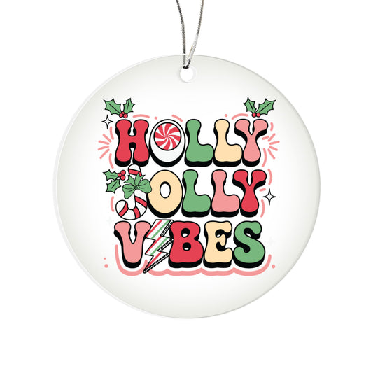 Holly Jolly Retro Vibes Acrylic Christmas Tree Ornament Decoration