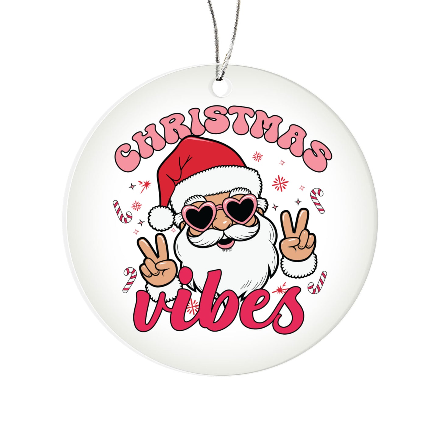 Christmas Vibes Santa Ornament For Festive Holiday Cheer