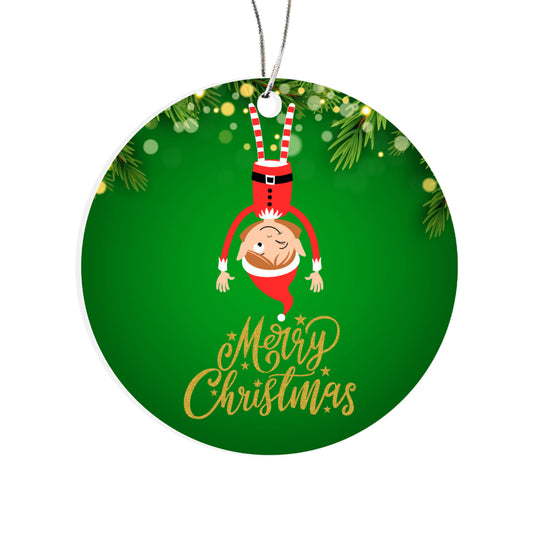 Upside Down Christmas Elf Acrylic Tree Ornament Keepsake