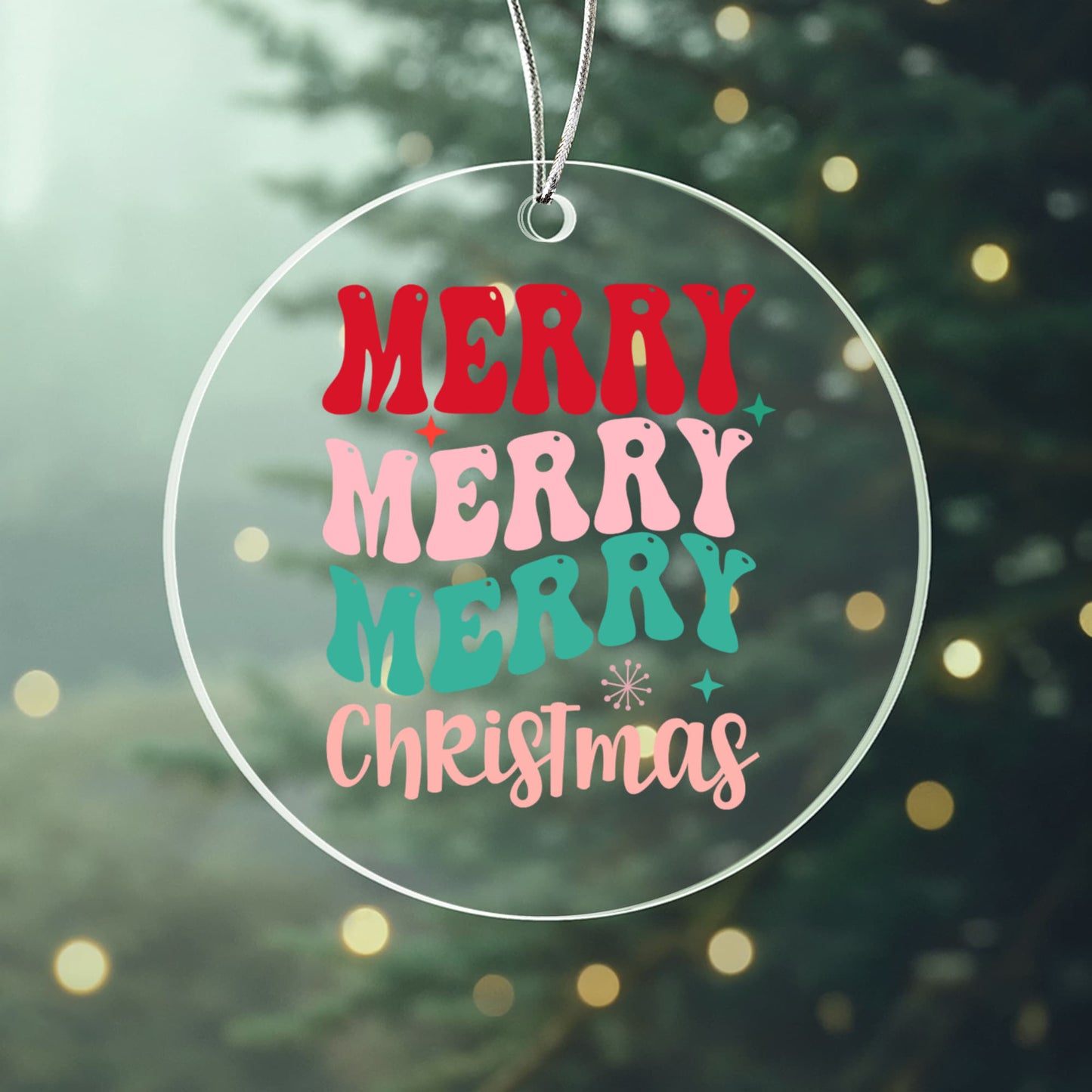 Merry Merry Merry Christmas Acrylic Tree Ornament Keepsake