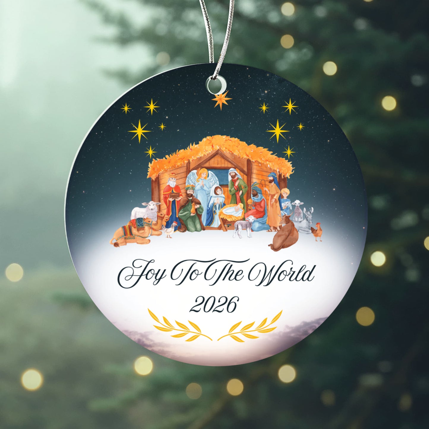 Joy To The World Nativity Acrylic Ornament Keepsake