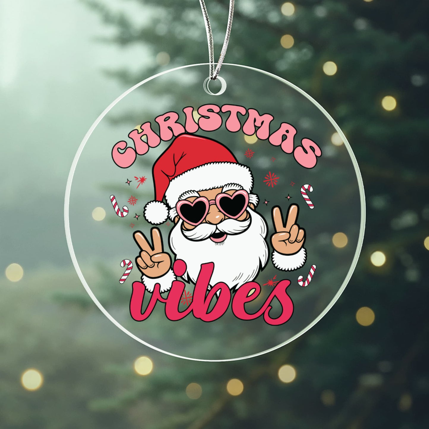 Christmas Vibes Santa Ornament For Festive Holiday Cheer
