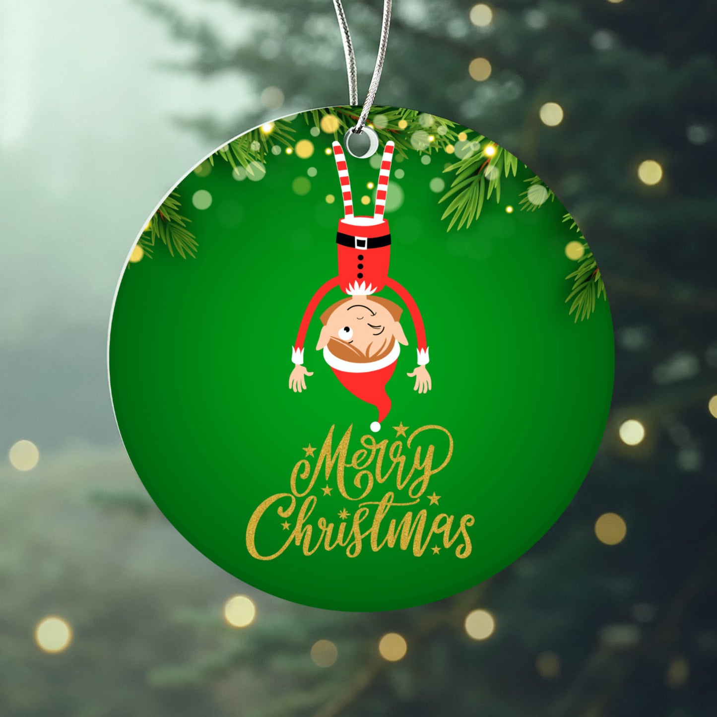 Upside Down Christmas Elf Acrylic Tree Ornament Keepsake