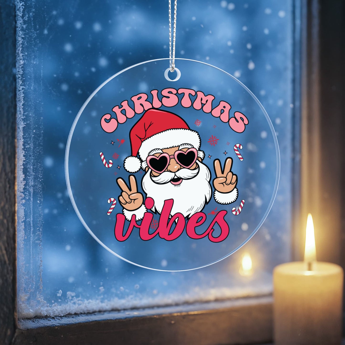 Christmas Vibes Santa Ornament For Festive Holiday Cheer