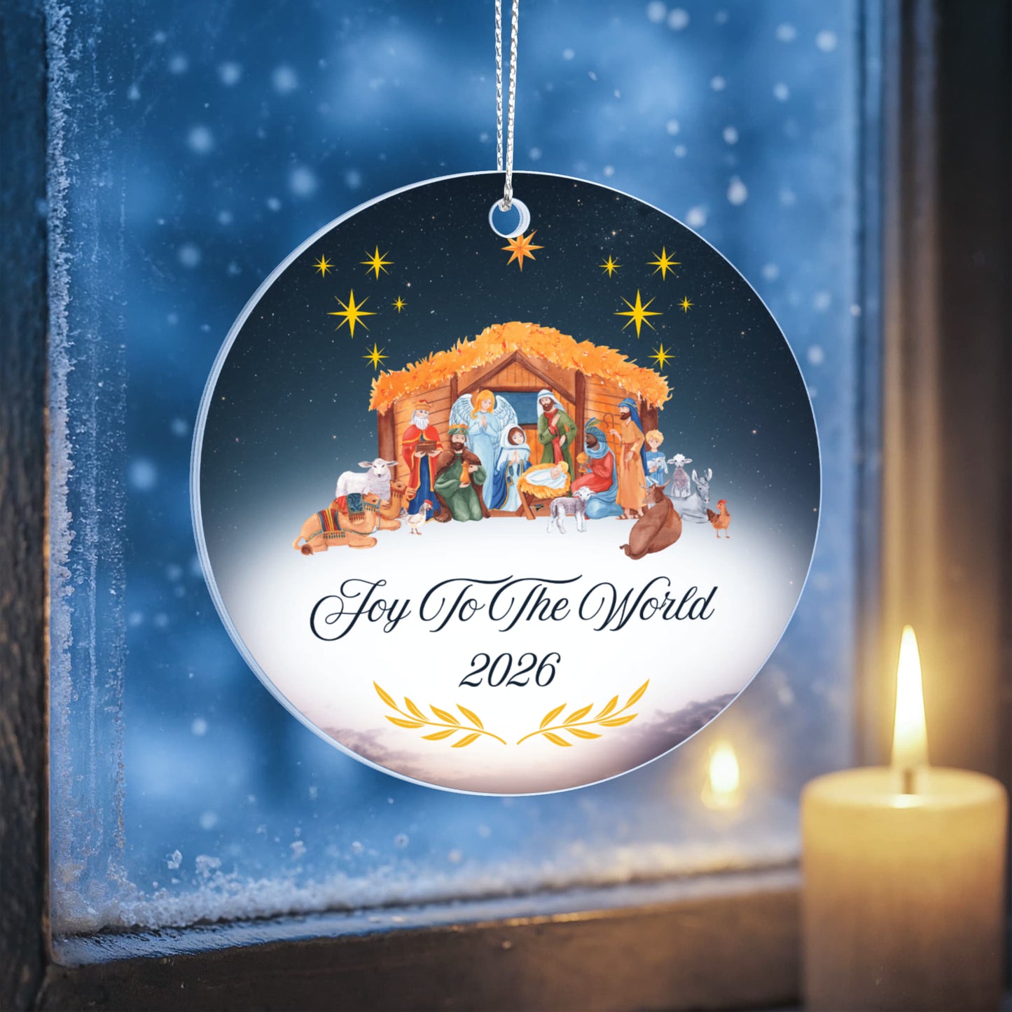 Joy To The World Nativity Acrylic Ornament Keepsake