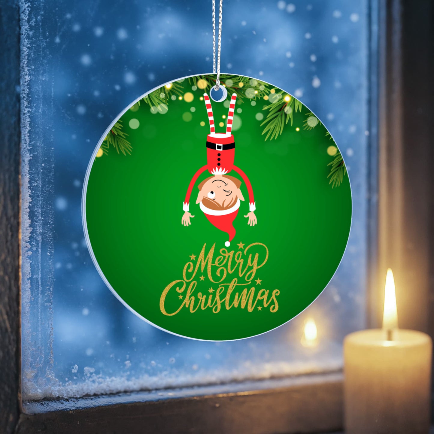 Upside Down Christmas Elf Acrylic Tree Ornament Keepsake