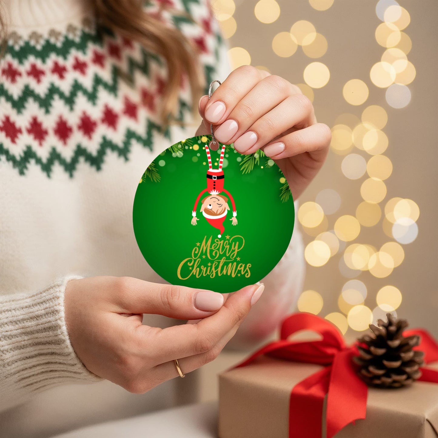 Upside Down Christmas Elf Acrylic Tree Ornament Keepsake