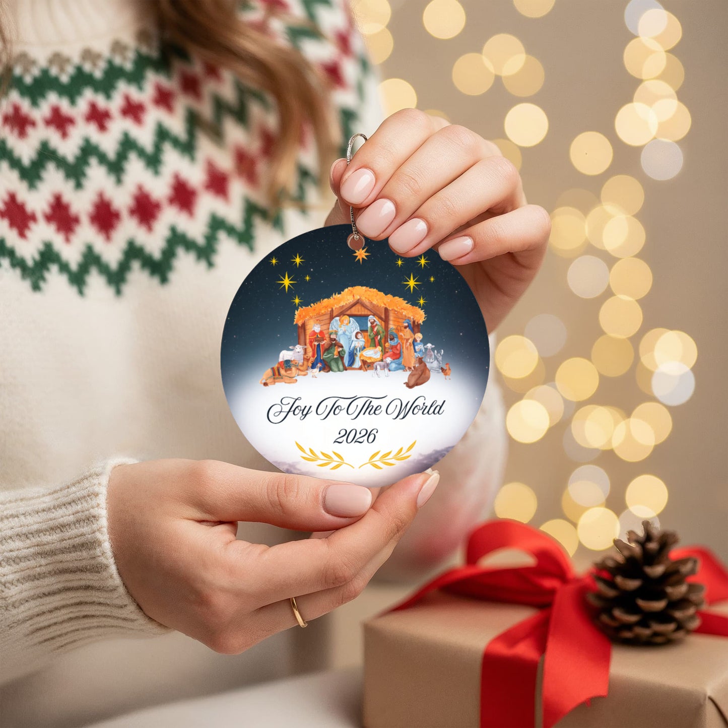Joy To The World Nativity Acrylic Ornament Keepsake