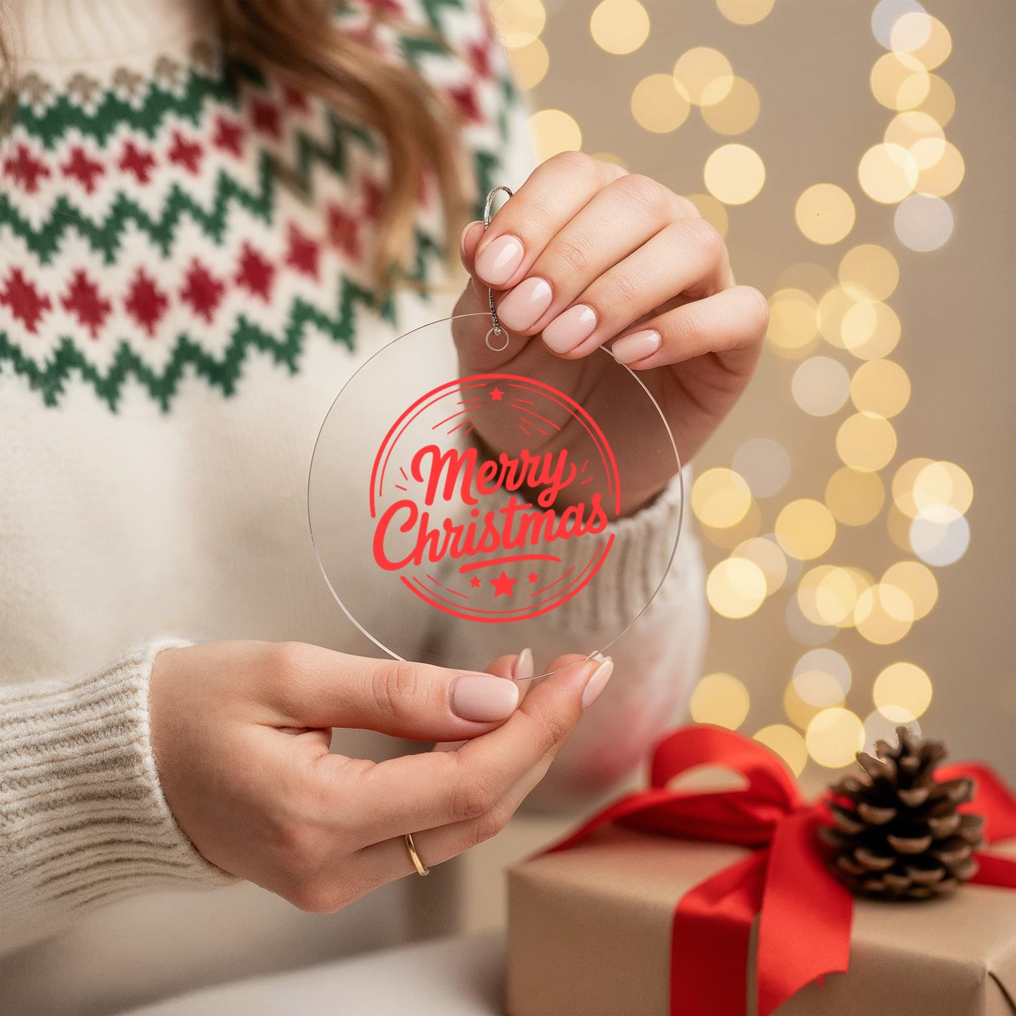 Clear Acrylic Merry Christmas Ornament For Holiday Décor
