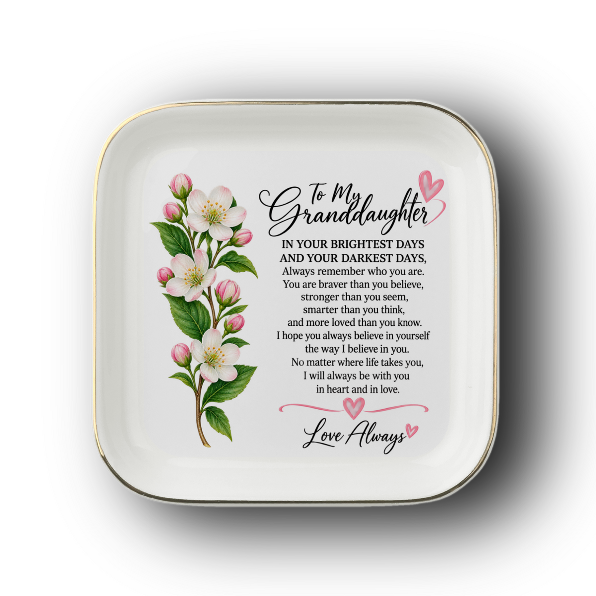 To My Granddaughter Jewelry Dish, Proud of You Gift from Grandma Grandpa, Sentimental Granddaughter Keepsake, Graduation Gift