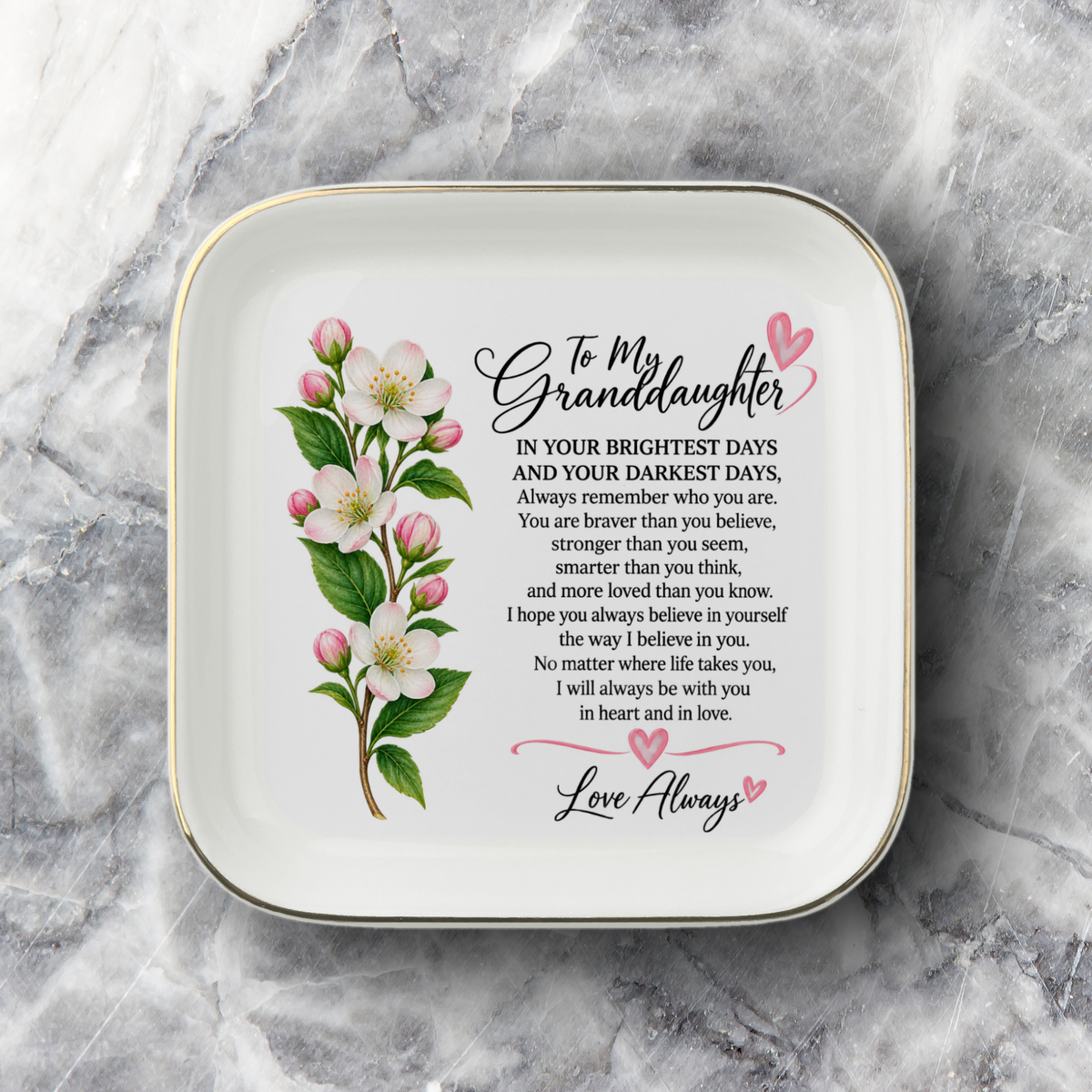 To My Granddaughter Jewelry Dish, Proud of You Gift from Grandma Grandpa, Sentimental Granddaughter Keepsake, Graduation Gift