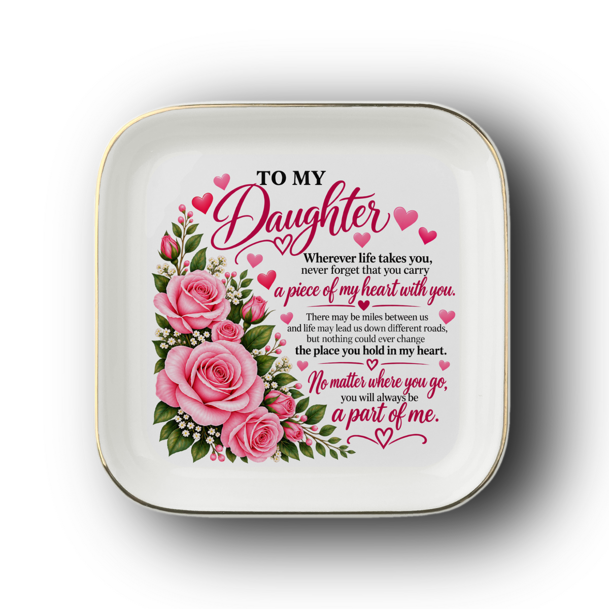 To My Daughter “Piece of My Heart” Gold-Trimmed Jewelry