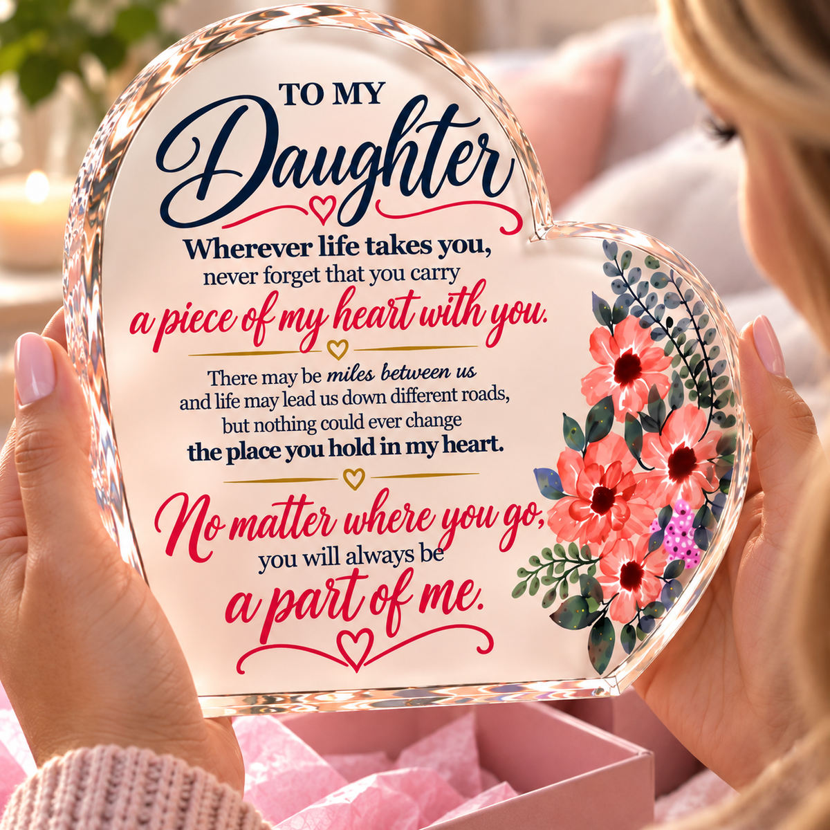 To My Daughter Heart Acrylic – A Piece of My Heart Keepsake