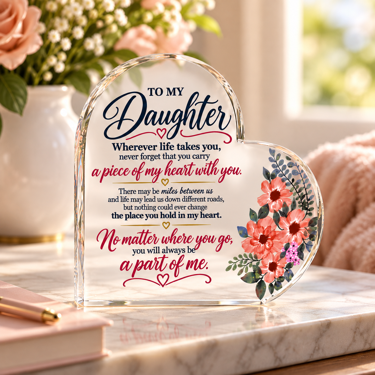 To My Daughter Heart Acrylic – A Piece of My Heart Keepsake