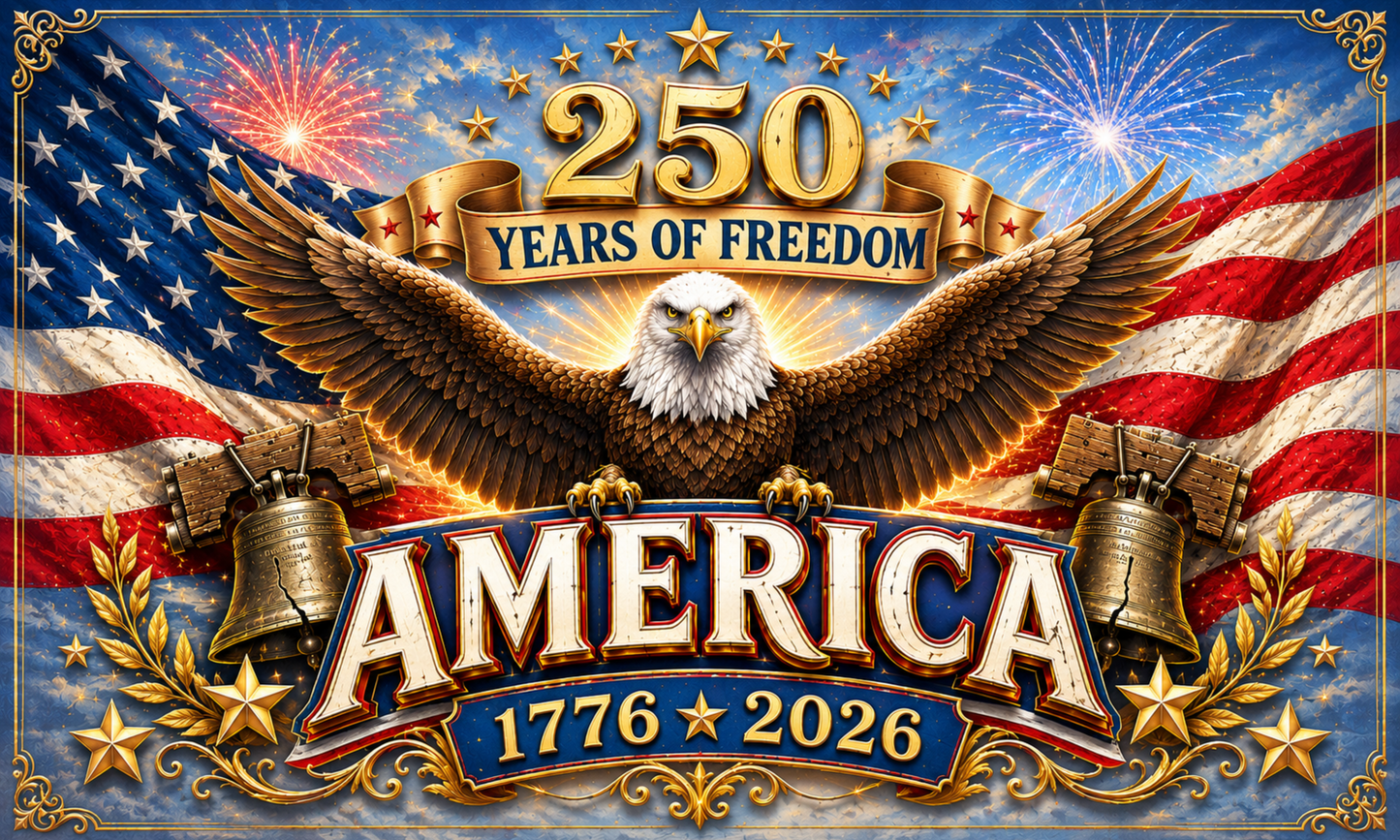 250 Years Of Freedom Patriotic American Eagle Flag
